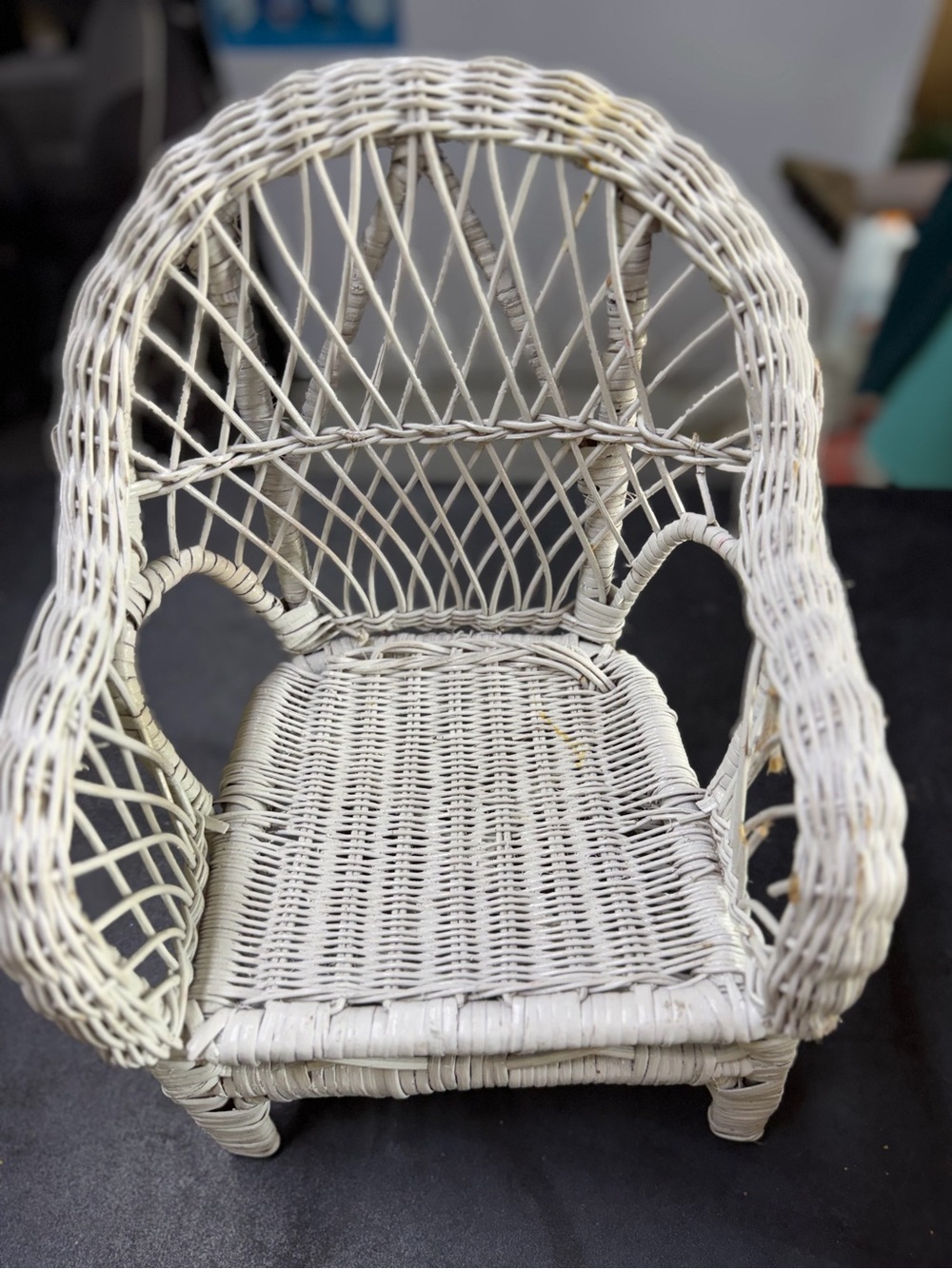 Vintage White Wicker Doll Armchair